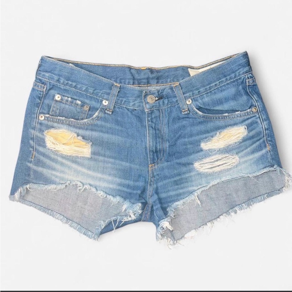rag & bone The Cut-Off Jean Shorts in Freeport Distressed Blue - Size 27